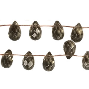 SMOKY QUARTZ FACETED TEARDROP SD 8X12MM